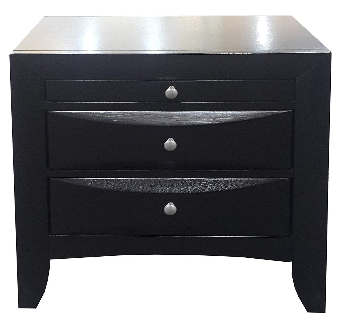 HomeRoots Furniture Rubber Wood Tropical Woo Black Nightstand Multicolor