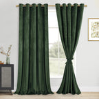 DWCN Velvet Curtains Extra Wide Olive Green Elegant Sunlight Blocking Curtains for Living Room Thermal Insulated Noise Reducing 