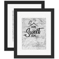 Califortree Black 11x14 Picture Frame - Display Photos 8x10 with Mat or 11x14 Without Mat - HD Glass Inside, Set of 2