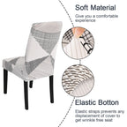 Jqinhome White Chair Covers For Dining Room Set Of 6, High Stretch Removable Washable Parsons Chair Slipcover For Home Party Hotel Wedding Ceremony (6Pcs, Geometric)