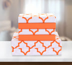Elegant Comfort 6-Piece Moroccan Trellis Print Sheet Set, Super Cozy, Fade And Wrinkle Resistant, 1500 Premium Hotel Quality Microfiber, Deep Pocket Fitted Sheet With Smart Pockets, Full, Orange