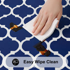 Smiry Round Picnic Tablecloth, Waterproof Elastic Fitted Table Covers For 36' - 44' Tables, Wipeable Flannel Backed Vinyl Tablecloths For Camping, Indoor, Outdoor, Navy & White