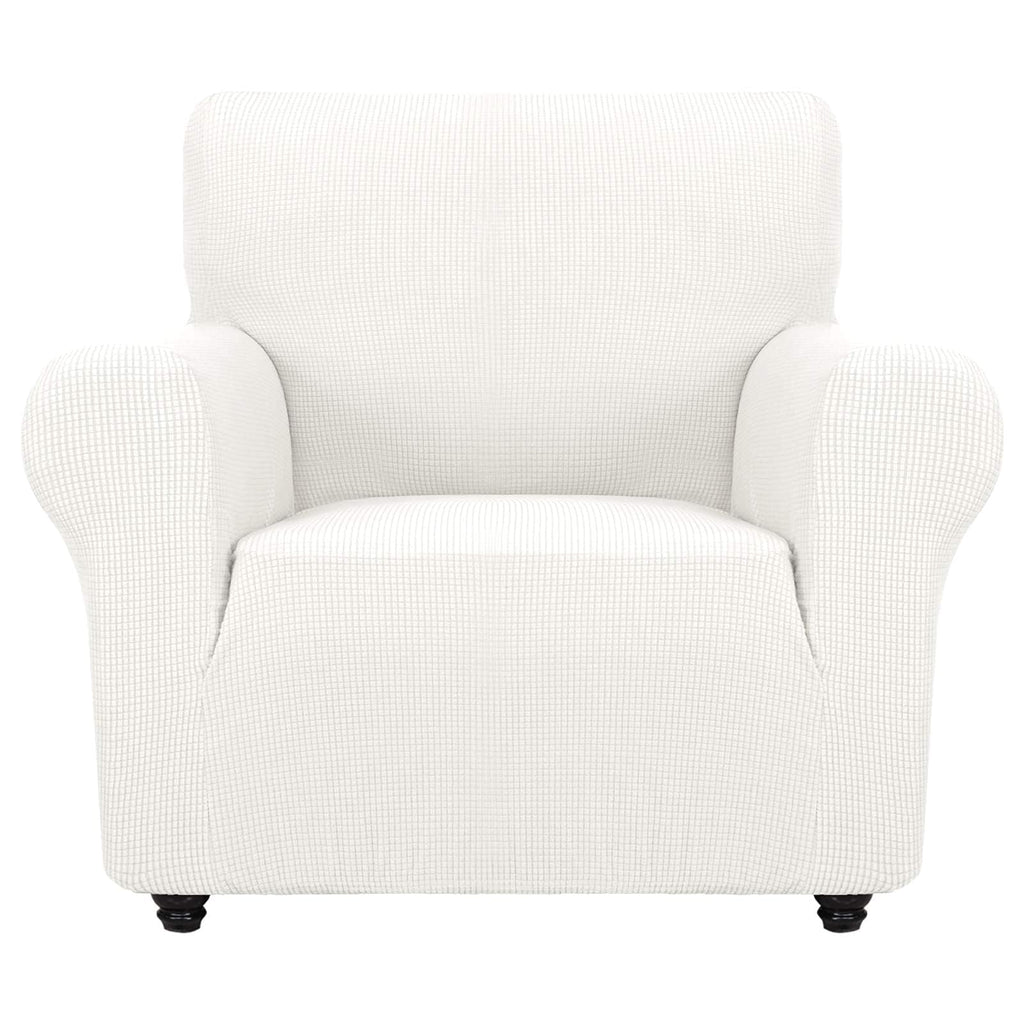 Znsayotx Super Stretch Chair Slipcover Universal Sofa Chair Covers For Living Room Dogs Pet Furniture Protector Spandex Armchair Slipcovers With Anti Slip Foam Sticks (White, Chair)