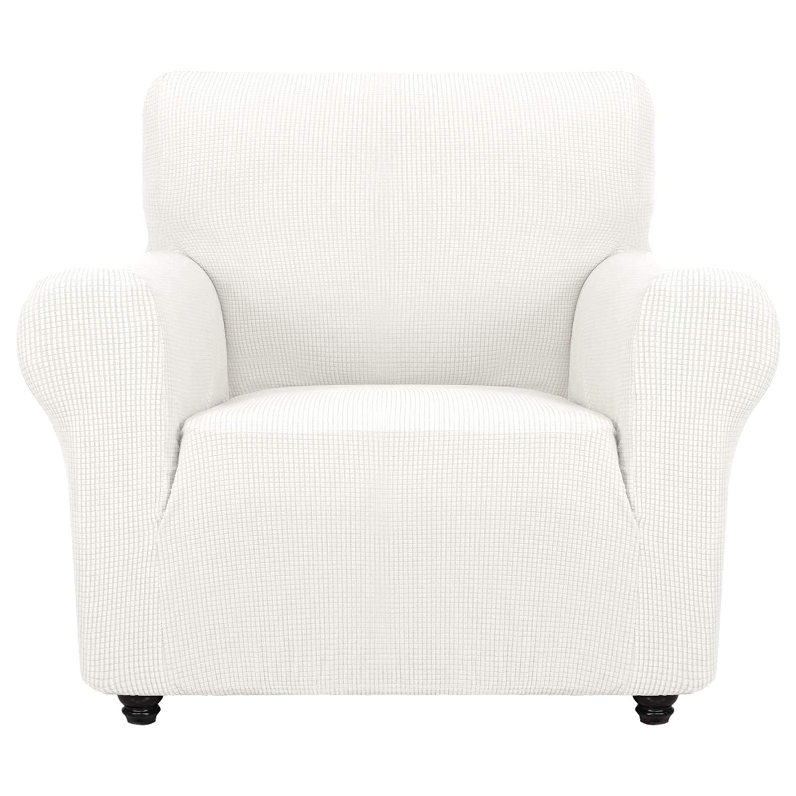 Znsayotx Super Stretch Chair Slipcover Universal Sofa Chair Covers For Living Room Dogs Pet Furniture Protector Spandex Armchair Slipcovers With Anti Slip Foam Sticks (White, Chair)