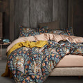 Vm Vougemarket Boho Duvet Cover Queen,Paisley Flower Printed Long Staple Cotton Duvet Cover With 2 Pillowcases,Retro Damask Meda