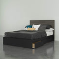 Nexera 2-Piece Bedset with Bed Frame and Headboard, Full|Bark Grey & Black