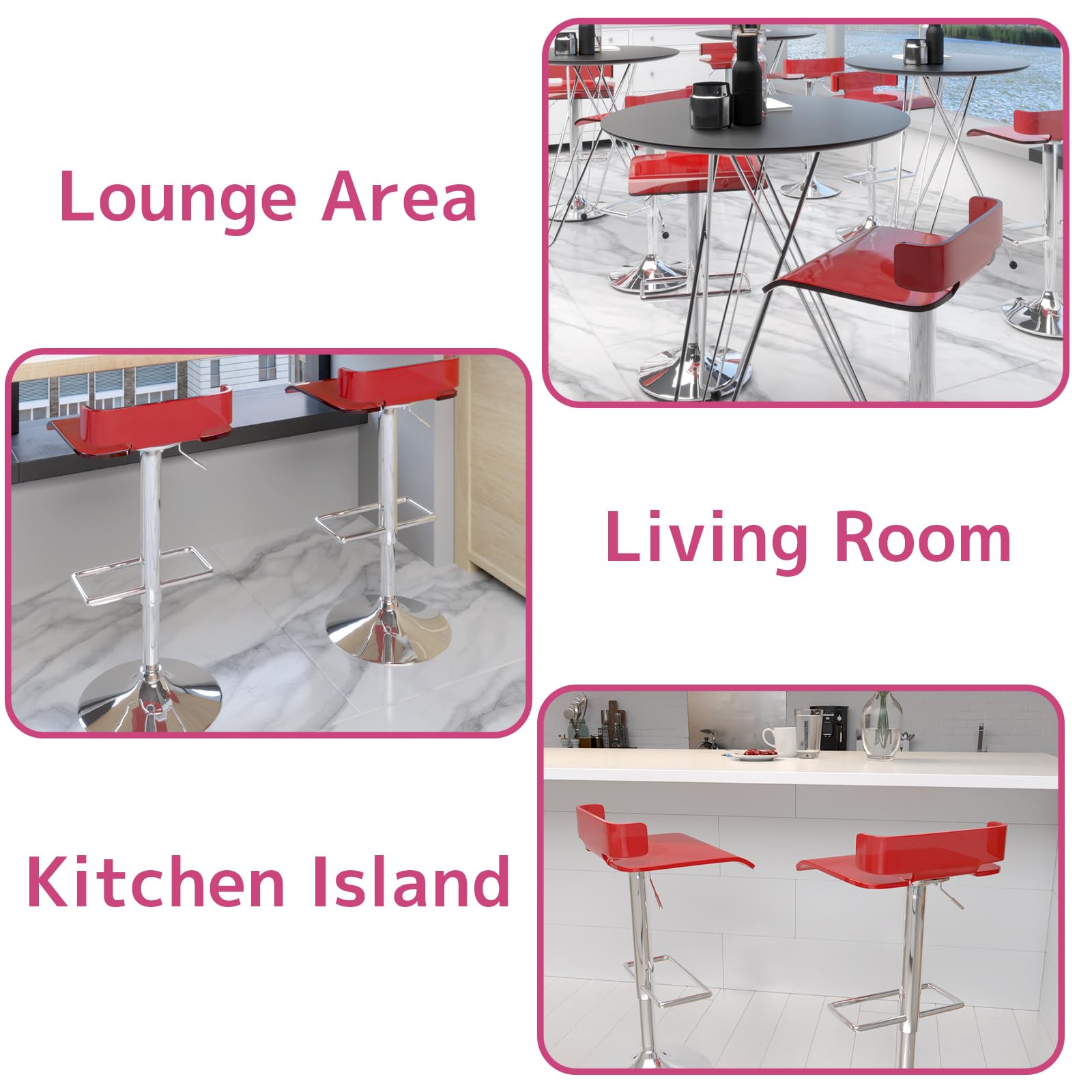 Acme Rania Swivel Adjustable Bar Stool In Red