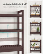 Songmics Over The Toilet Storage, 3-Tier Over Toilet Bathroom Organizer With Adjustable Shelf, Fit Most Toilets, Space-Saving, Brown Ubts01Br