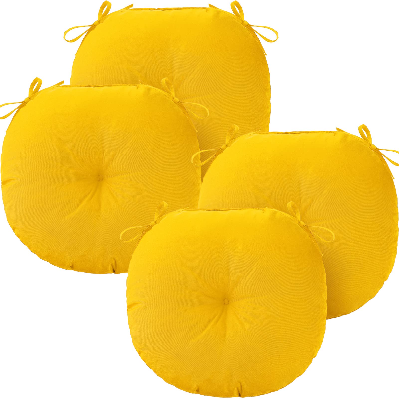 Wesiti Outdoor Patio Seat Cushions Set Of 4, 15 X 15 X 4 Inch Bistro Round Chair Cushions With Ties Patio Furniture Chair Pads W