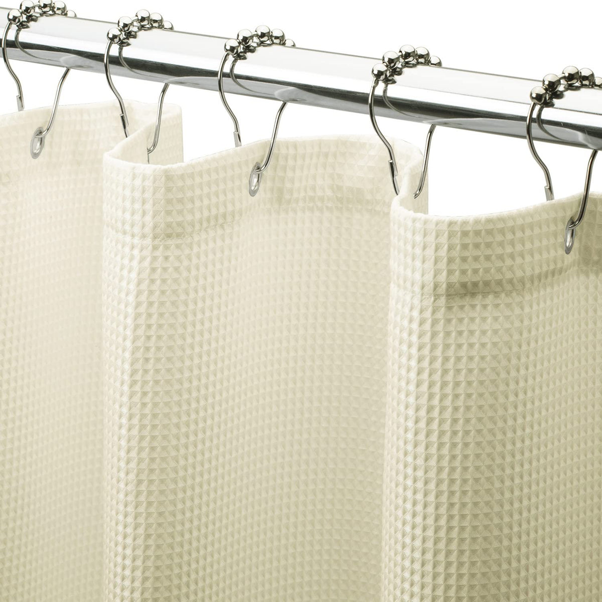 Amazerbath Waffle Shower Curtain, Heavy Duty Fabric Shower Curtain With Waffle Weave Hotel Quality Bathroom Curtains, 72 X 72 In