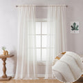 OWENIE Linen Blend Sheer Curtains 96 inch Long 2 Panels Set for Bedroom/Living Room, Natural Farmhouse Sheer Cutain Rod Pocket F