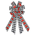 Threetols Large Valentine's Day Wreath Bows, Black White Buffalo Plaid Bows Wreath for Front Door Red Glitter Heart Decoration B