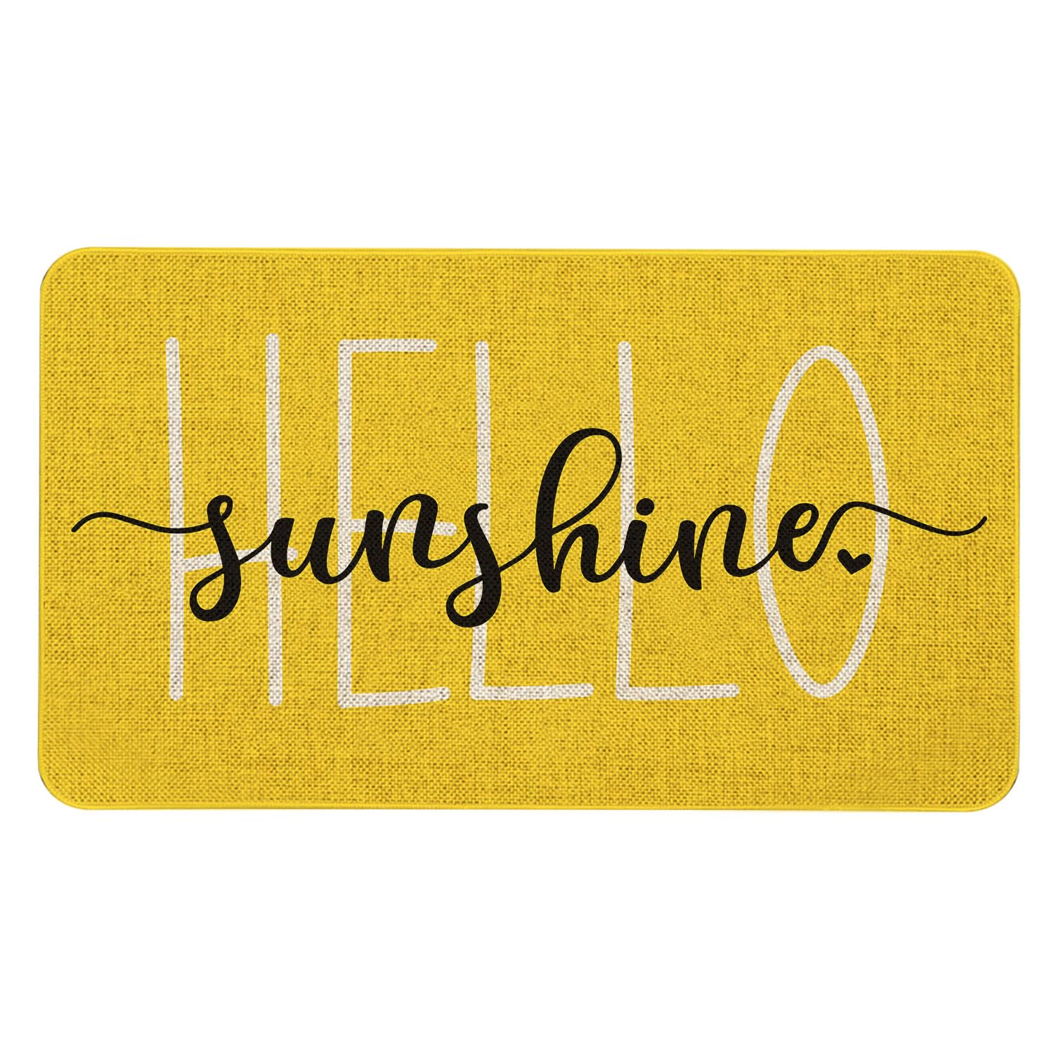 Kuyuayee Spring Summer Welcome Door Mat 30X17 Inch Hello Sunshine Yellow Front Doormat Indoor Outdoor Entrance Floor Mats Non-Sl