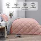 Basic Beyond Twin Comforter Set - Pink Twin Comforter Set, Reversible Twin Bed Comforter Set For All Seasons, Baby Pink/Grey, 1 Comforter (66'X92') And 1 Pillow Sham (20'X26'+2')