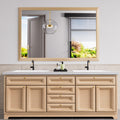 Amorho Bathroom Mirror, 60x40 Inch Wall Mirror, Oak Wood Grain Metal Framed, Anti-Rust, Hang Horizontally/Vertically, Suitable f