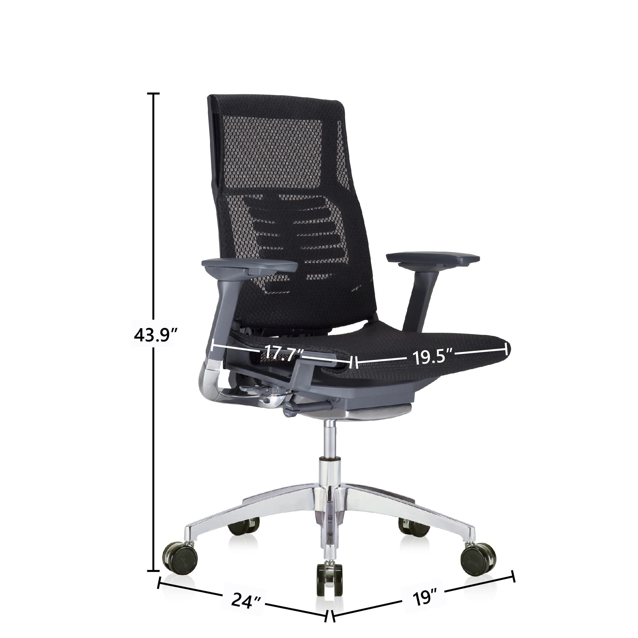 High-Back Mesh Ergonomic Executive Office Chair, Black Mesh/Charcoal Frame By Eurotech
