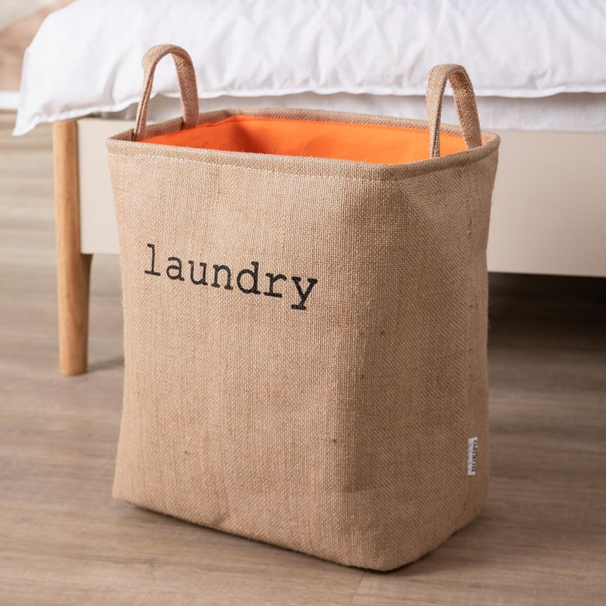 HOKIPO Laundry Basket Clothes Hamper. Collapsible Jute Storage Basket with Handles, Medium (AR3851), Beige