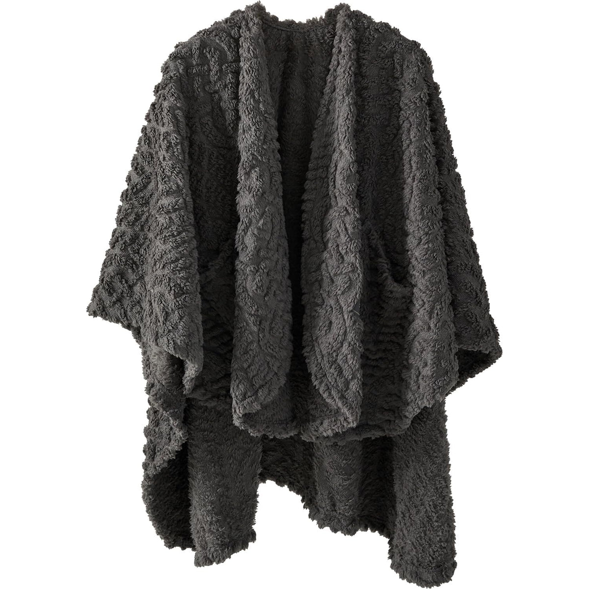 Royoliving Fuzzy Sherpa Wearable Fleece Blanket With Pockets For Adults, Ultra Soft Plush Shawl Tv Throw Blankets (Grey, 58' X