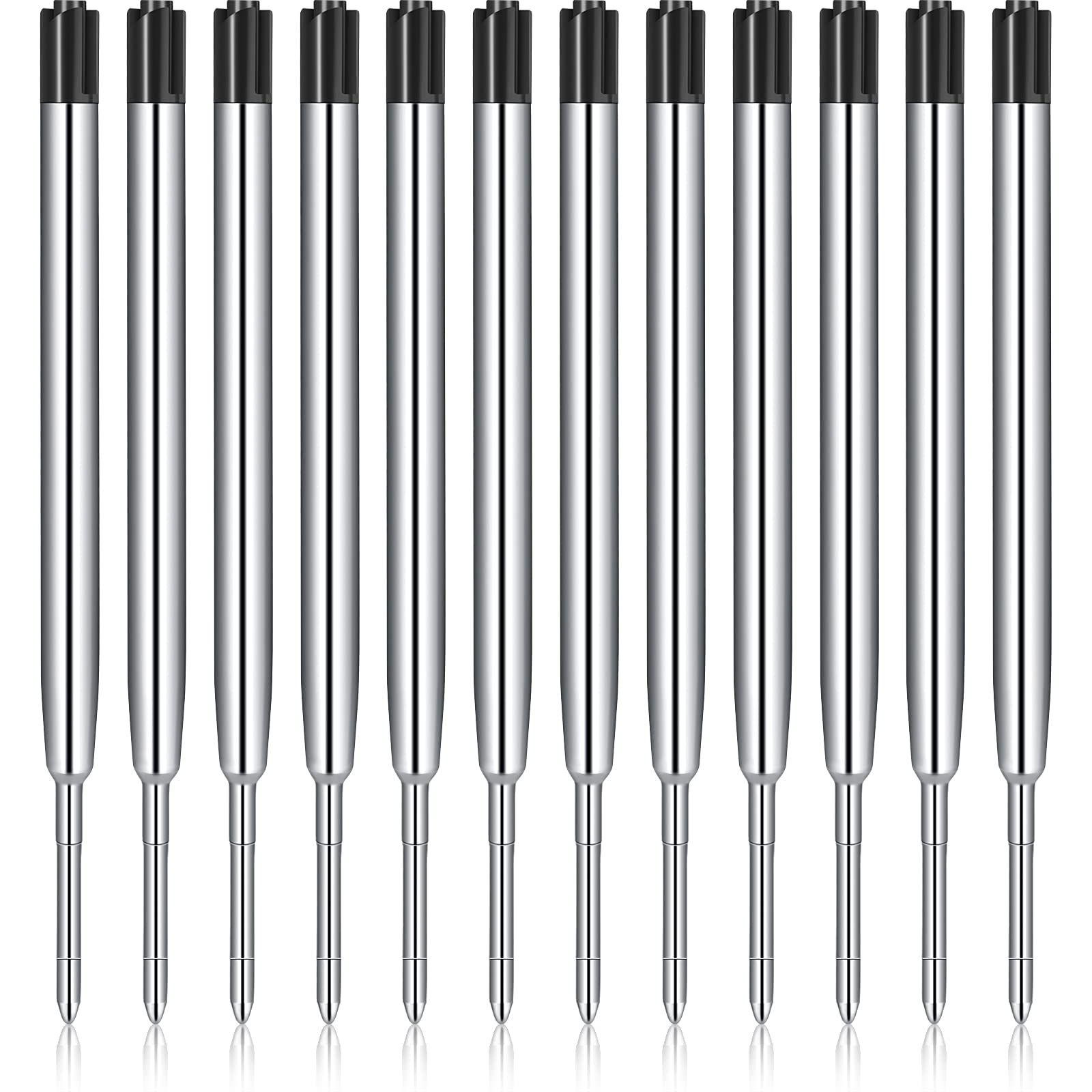 12 Pieces Pen Refills Black Ink 1.0Mm Medium Point Metal Ballpoint Refill Smooth Writing Pen Refills Replacement Refills For Ret