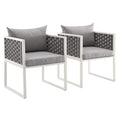 Modway Eei-3183-Whi-Gry-Set Stance Outdoor Patio Aluminum Dining Armchair, Set Of 2, White Gray