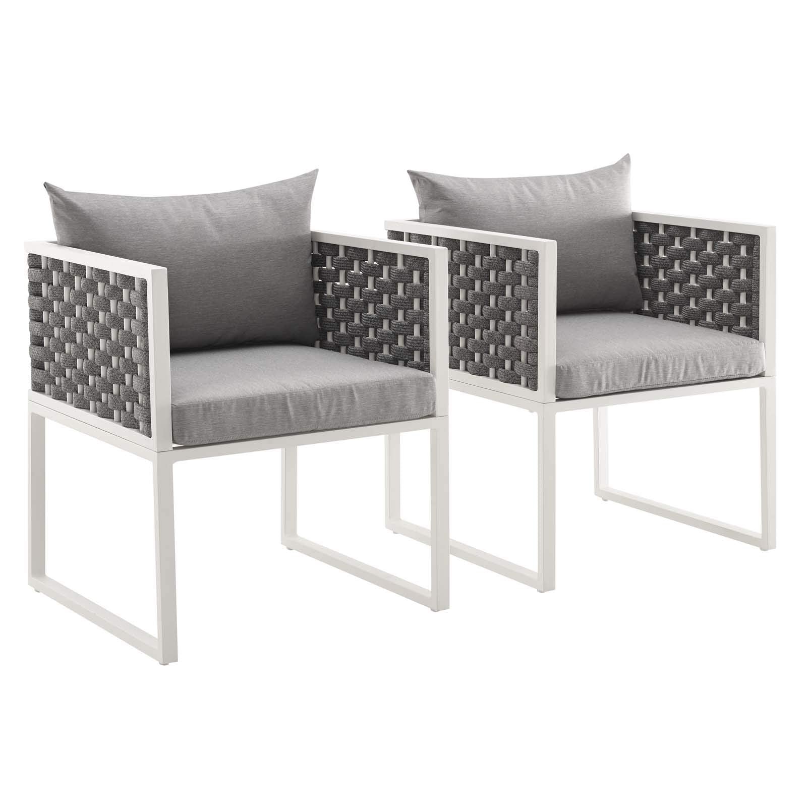 Modway Eei-3183-Whi-Gry-Set Stance Outdoor Patio Aluminum Dining Armchair, Set Of 2, White Gray