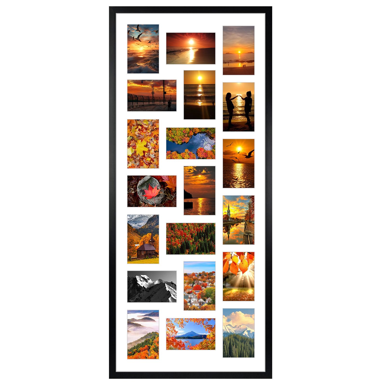 SPEPLA 20 Opening 4x6 Black Collage Picture Frames, Aluminum Alloy Frames for Displaying 6x4 Photos with White Mat(1 Pack)