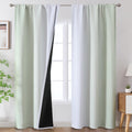 Estelar Textiler Sage Green And Greyish White Ombre Blackout Curtains 84 Inch Length 2 Panels, Full Room Darkening Rod Pocket Cu