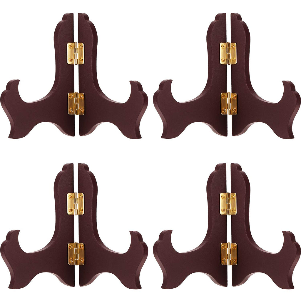 Tatuo 4 Packs Wooden Display Stand Decorative Plate Stands for Display Picture Frame Stand Holder Easels (Red, 4 Inch)