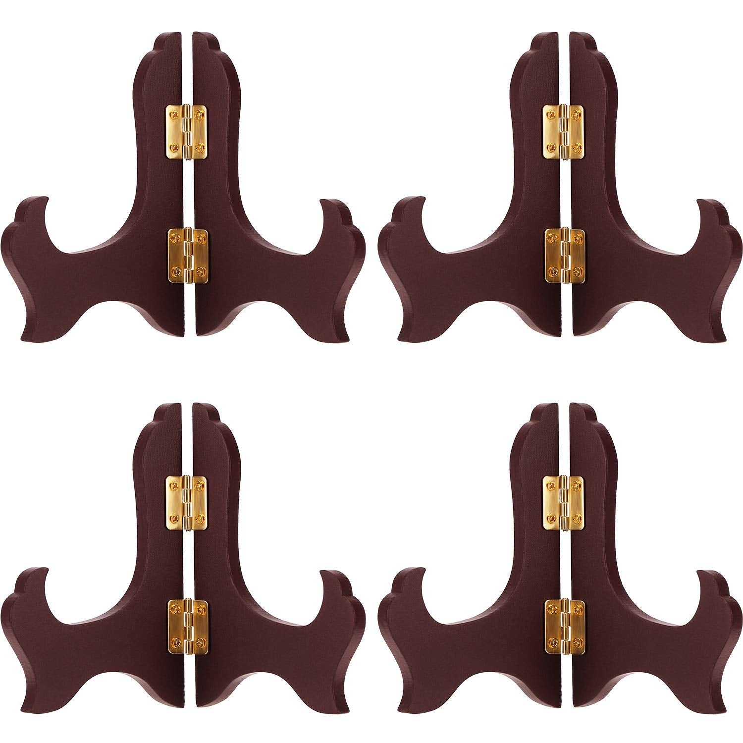 Tatuo 4 Packs Wooden Display Stand Decorative Plate Stands for Display Picture Frame Stand Holder Easels (Red, 4 Inch)