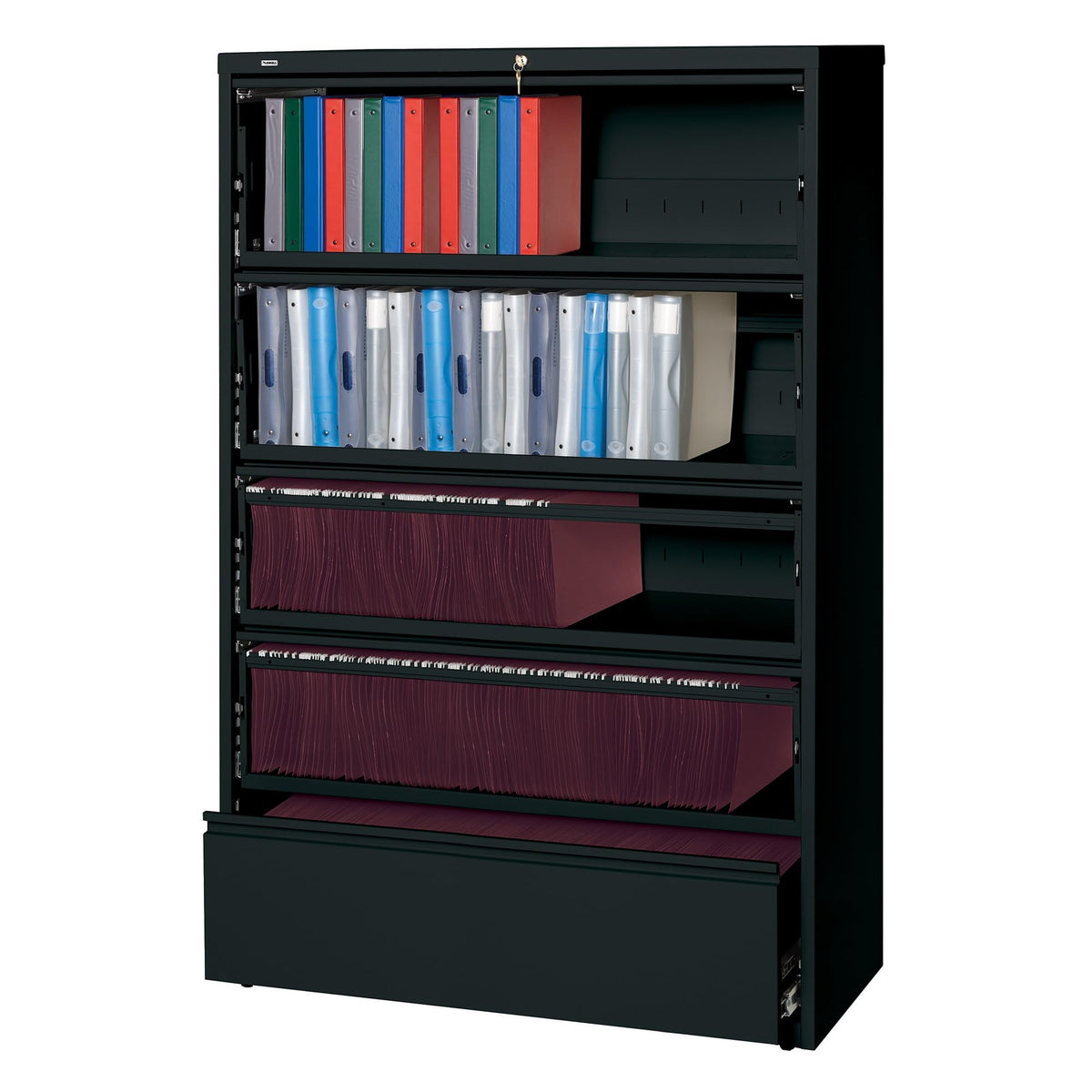 Llr43517 - Lorell Receding Lateral File With Roll Out Shelves - 5-Drawer