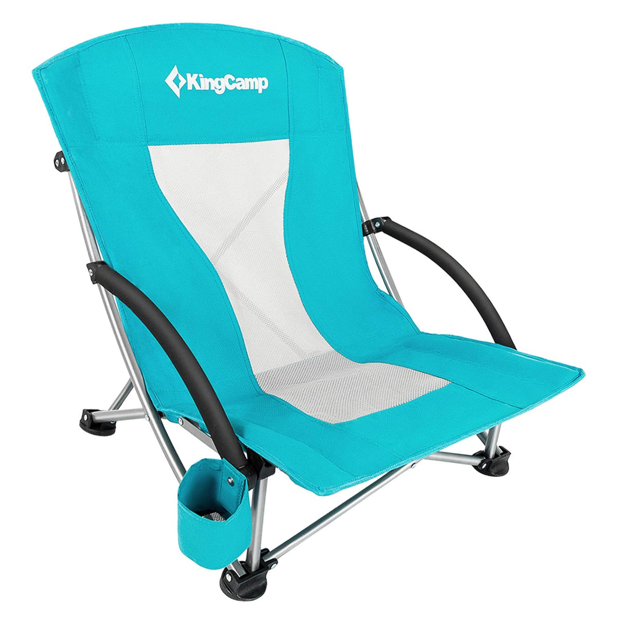 Kingcamp Low Profile Beach Chairs,Foding Portable Lightweight Sand Chair For Big Boy With Cup Holder,Carry Bag Padded Armrest For Outdoor Beach Camping Lawn Concert Traveling Festival