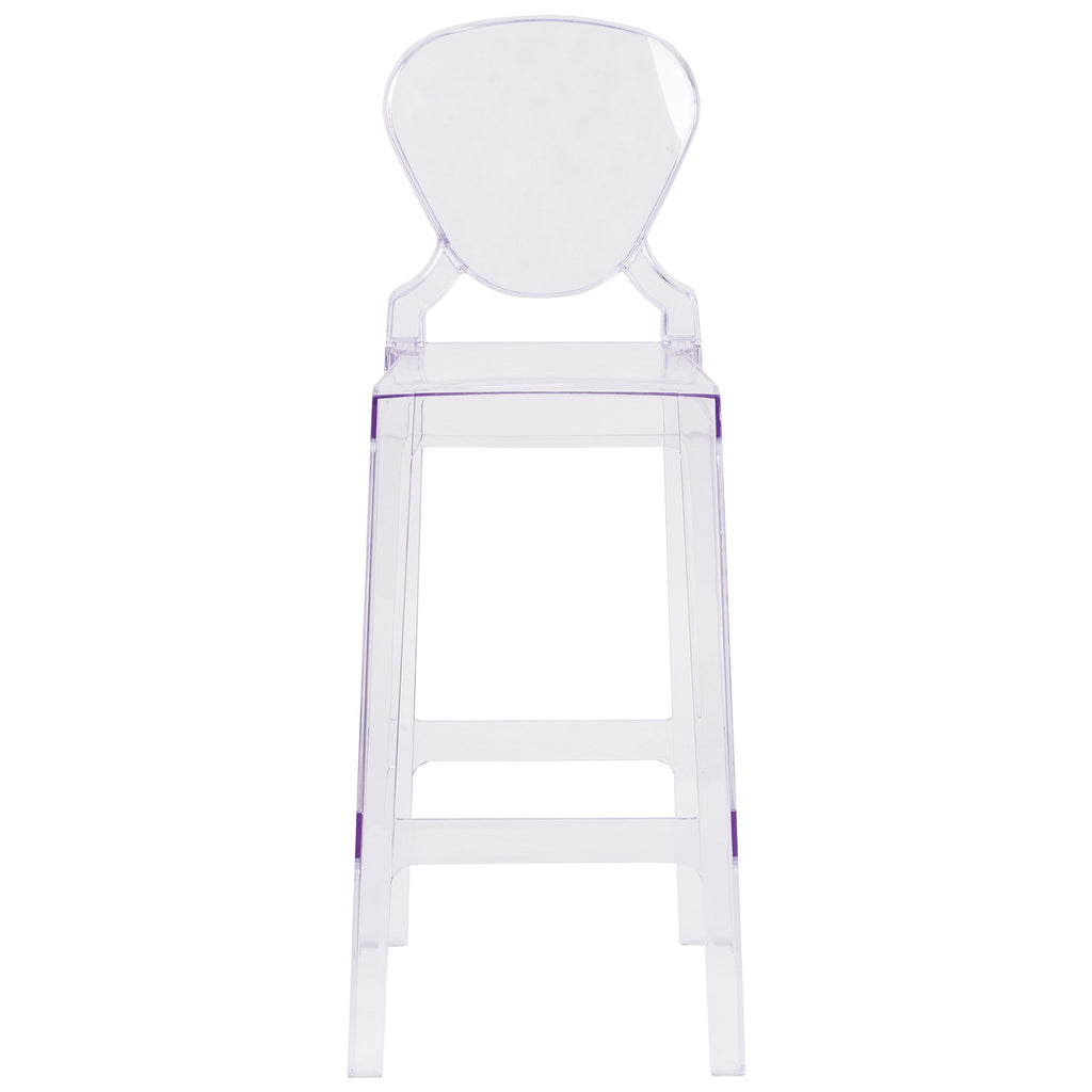 Flash Furniture Theo Ghost Barstool with Tear Back in Transparent Crystal