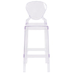 Flash Furniture Theo Ghost Barstool with Tear Back in Transparent Crystal