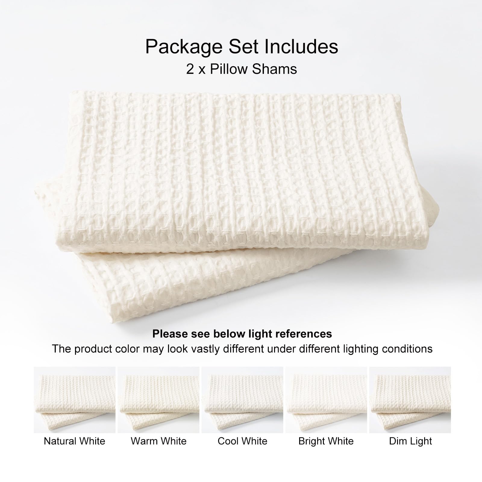 Phf Ultra Soft Waffle Weave Pillowcases King Size 20' X 36' 2 Pack, No Insert, Breathable Skin-Friendly Pillow Shams, Decorative Waffle Weave Pillow Case Covers, Coconut White