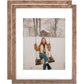 TOFOREVO Picture Frames 11x14 Set of 2 Rustic Wood Grain Photo Frame for Gallery Wall Mounting Display