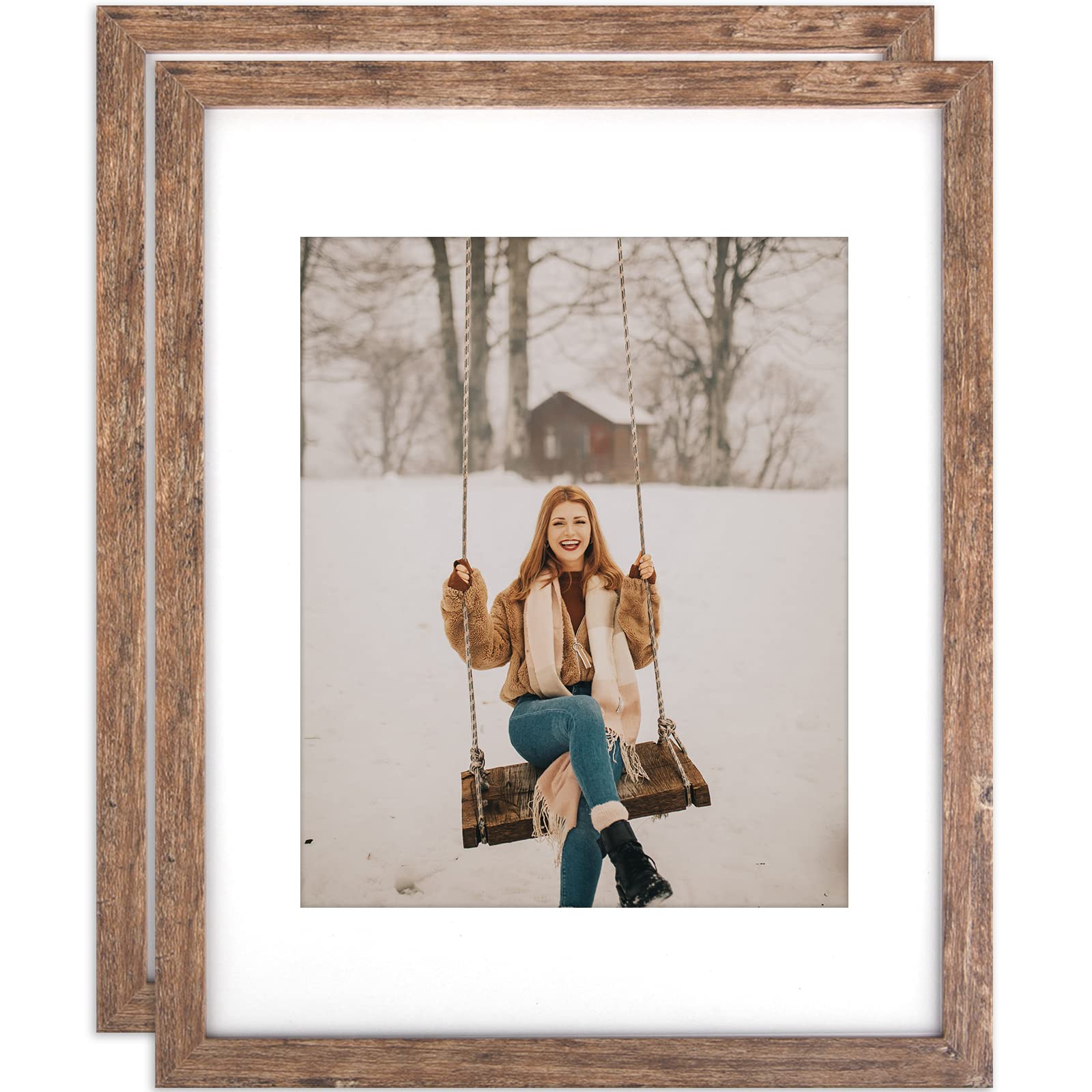 TOFOREVO Picture Frames 11x14 Set of 2 Rustic Wood Grain Photo Frame for Gallery Wall Mounting Display