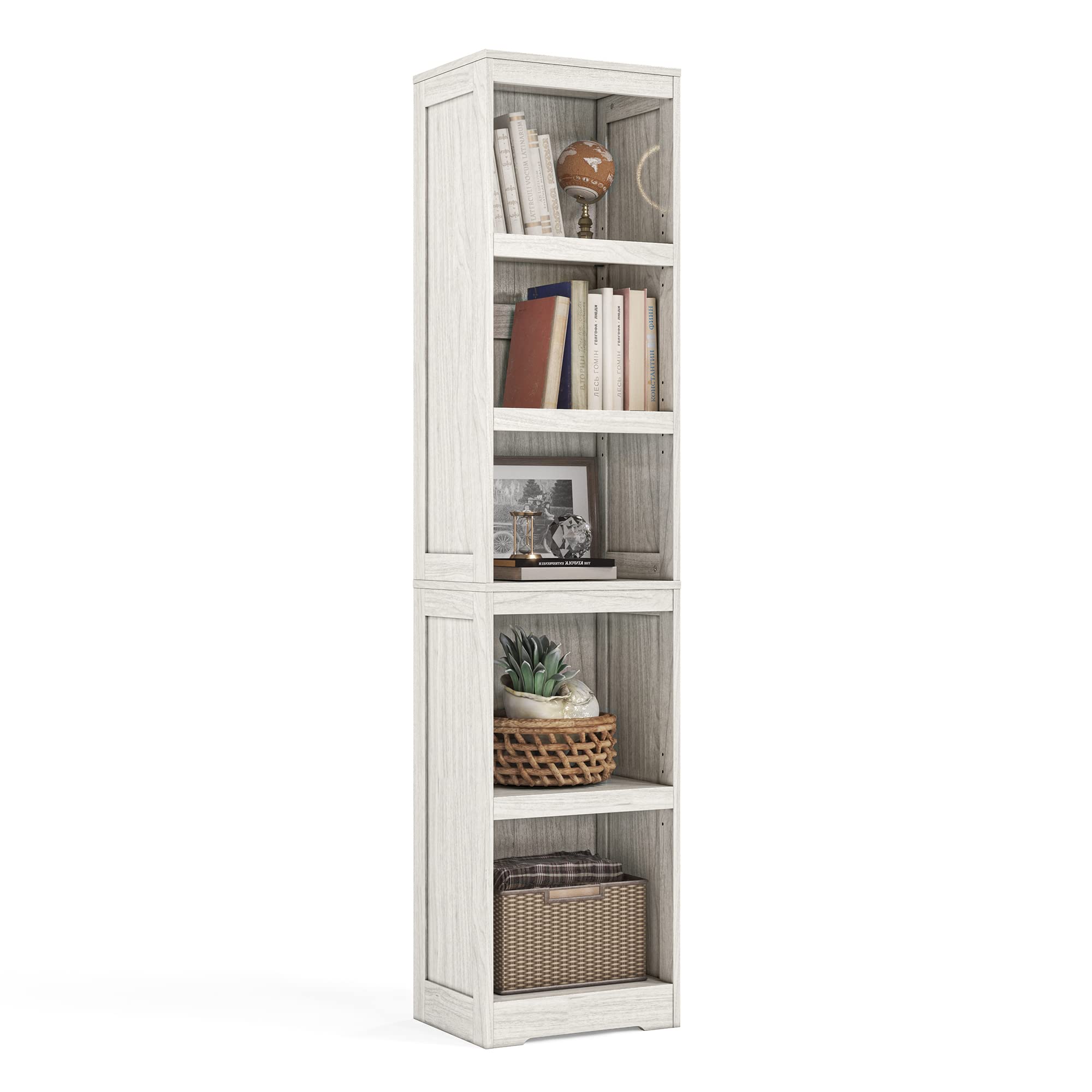 LINSY HOME 5-Shelf Bookcase, Narrow Bookshelves Floor Standing Display Storage Shelves 68 in Tall Bookcase Home Decor Furniture 