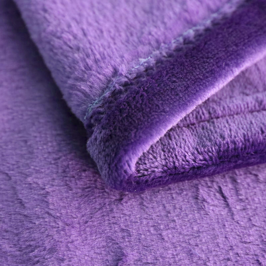 Sochow Flannel Fleece Blanket Queen Size, All Season Lightweight Super Soft Cozy Blanket For Bed Or Couch, Purple, 90X90 Inches