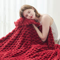 Newcosplay Super Soft Twin Blanket Red Premium Silky Flannel Fleece 3D Clouds Stylish Jacquard Lightweight Bed Blanket All Seaso