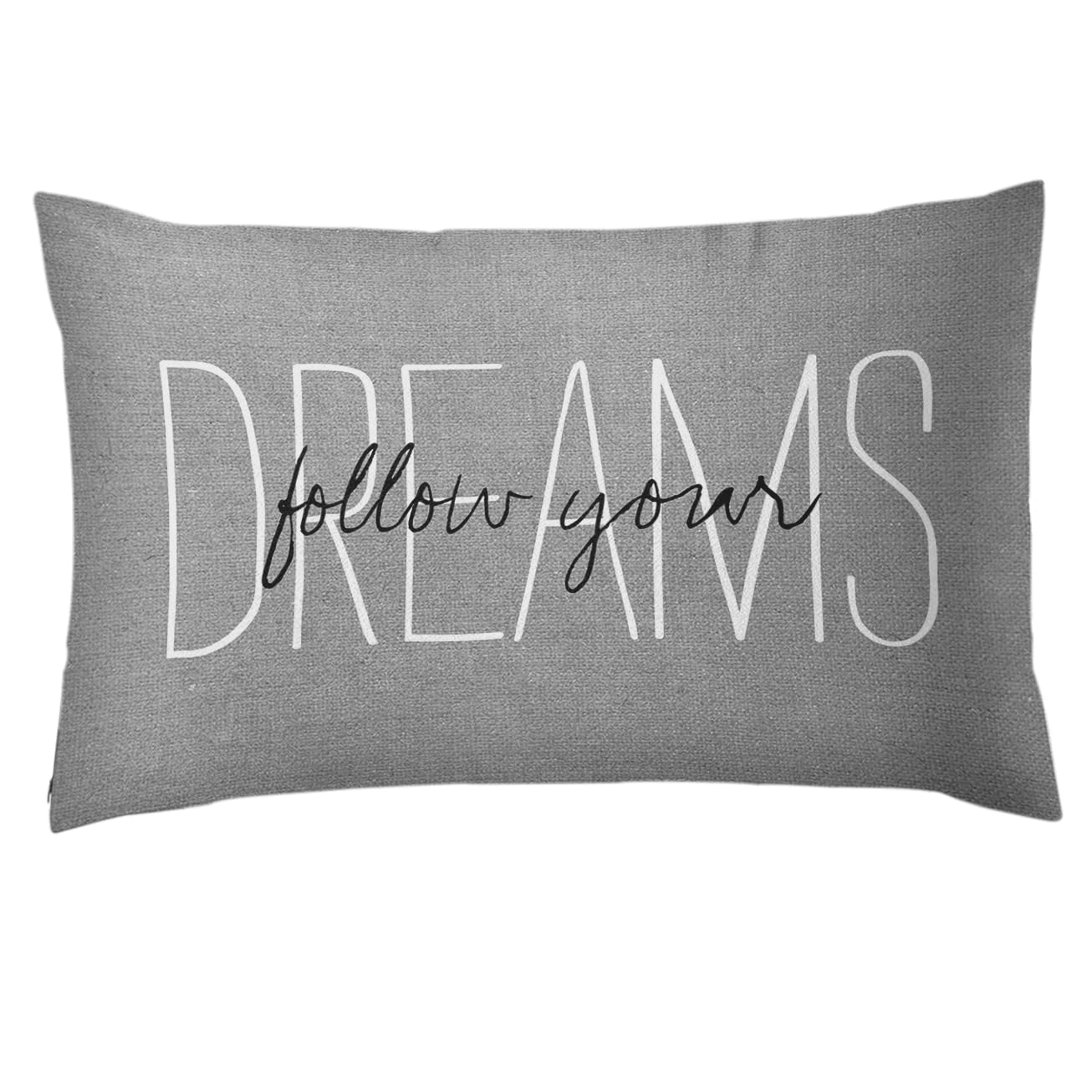 Emvency Throw Pillow Cover Rustic Gray Follow Your Dreams Decorative Pillow Case Monogram Home Bed Decor Rectangle Queen Size 20
