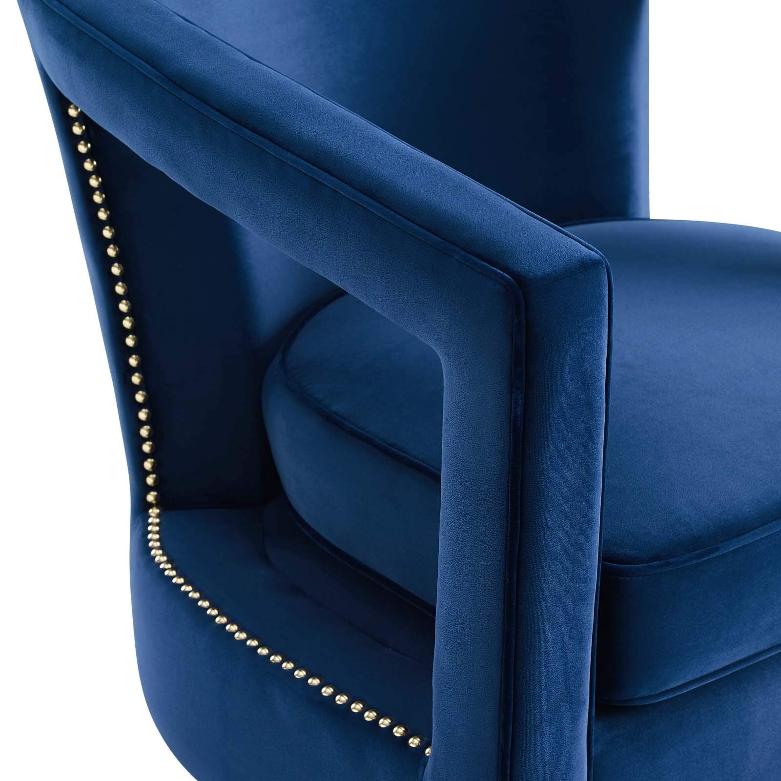 Modway Frolick Upholstered Performance Velvet Lounge Accent Armchair In Navy