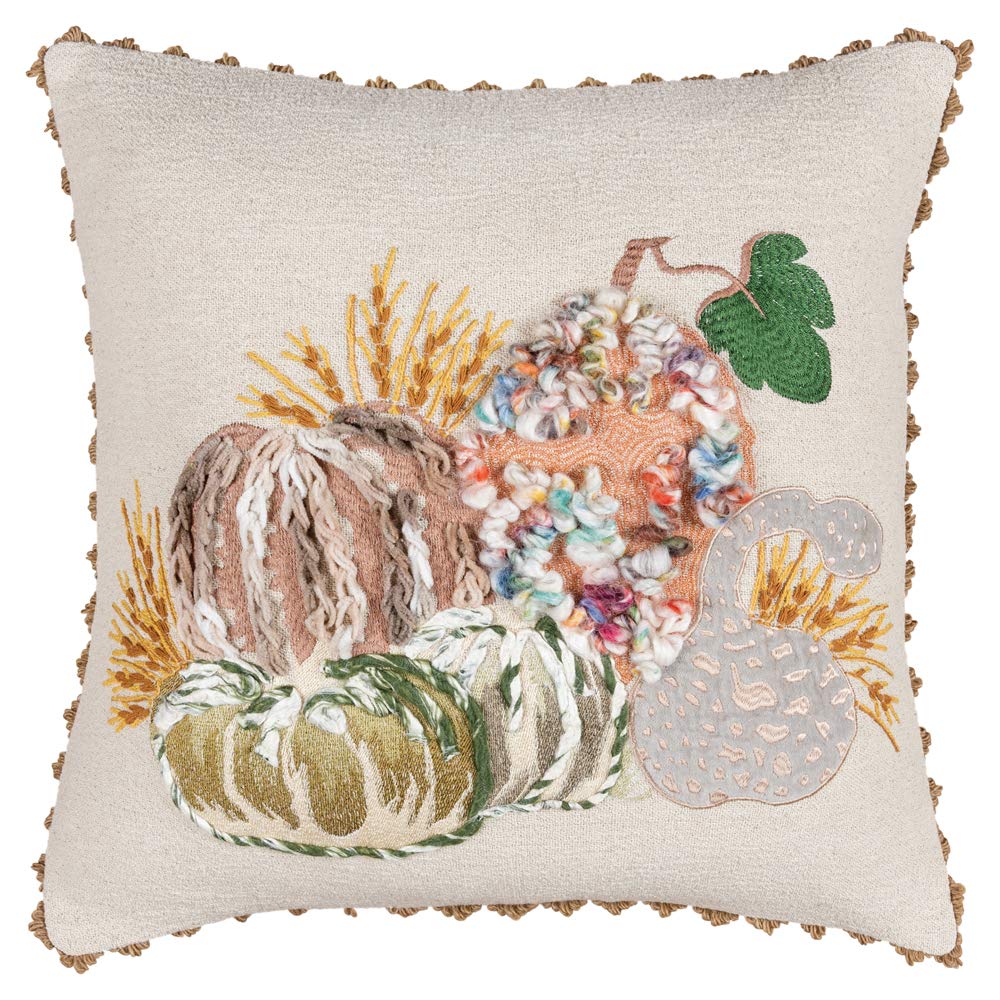 Rizzy Home Gourds 20&quot; x 20&quot; Textured Cotton Pillow Cover in Multi-Color