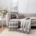Carrie Home Brown Farmhouse Tartan Plaid Pillow Covers 20X20 Set Of 2 Winter Linen Pillow Covers For Living Room Couch Sofa