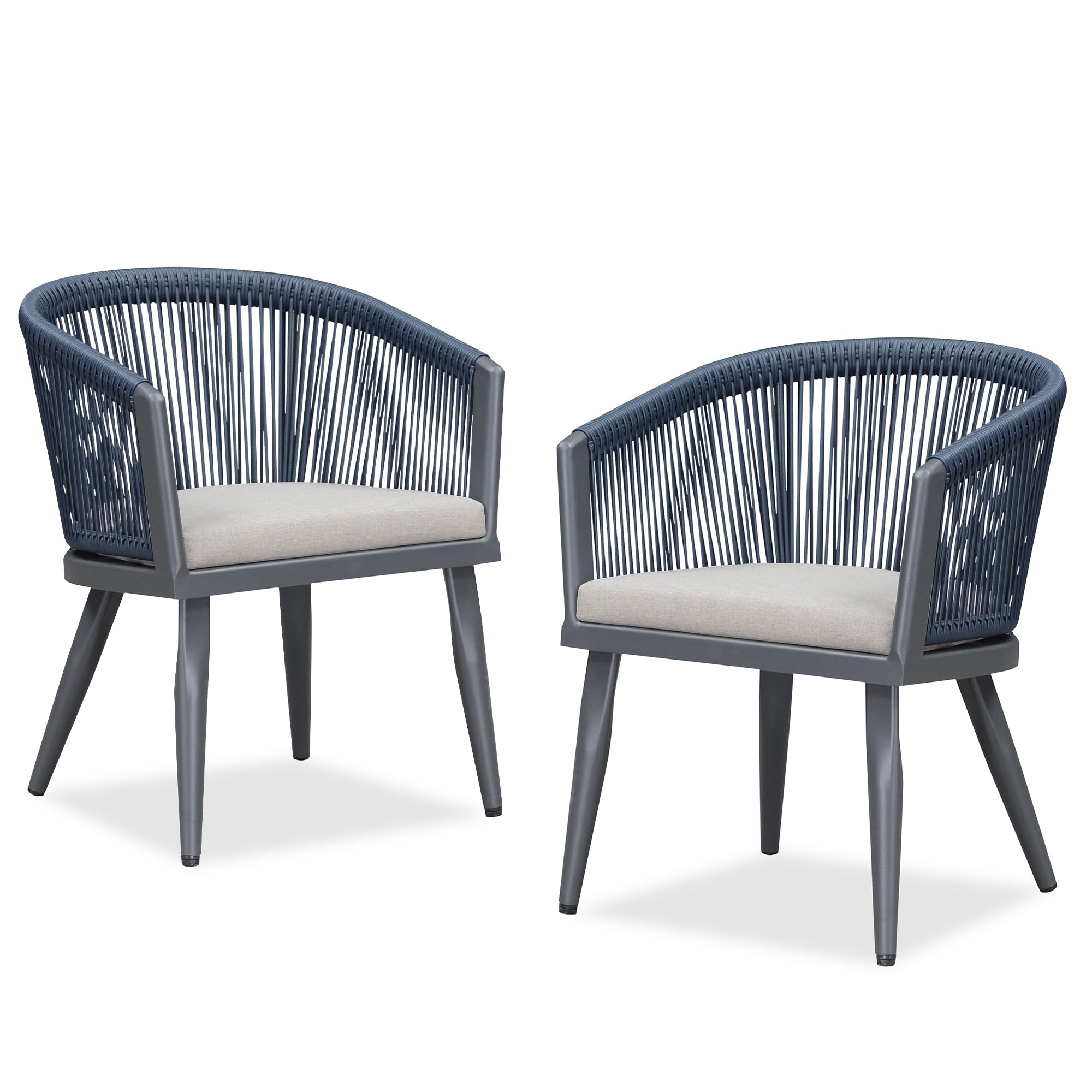 Purple Leaf 2 Pieces Outdoor Dining Chairs All-Weather Rattan For Lawn Garden Backyard Deck Patio Dining Chairs With Cushions, N