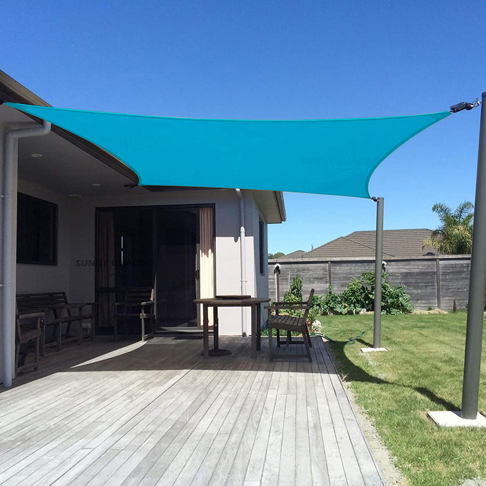 Sunny Guard Custom Size 10'X24' Turquoise Blue Sun Shade Sail Rectangle Uv Block Shade For Backyard Yard Patio Deck Garden.(Cust