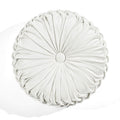 Lush Decor Round Pleated Soft Velvet Decorative Throw Pillow, 1 Count, 15' Diameter, White - Plush Round Pillow, Seat Cushion,