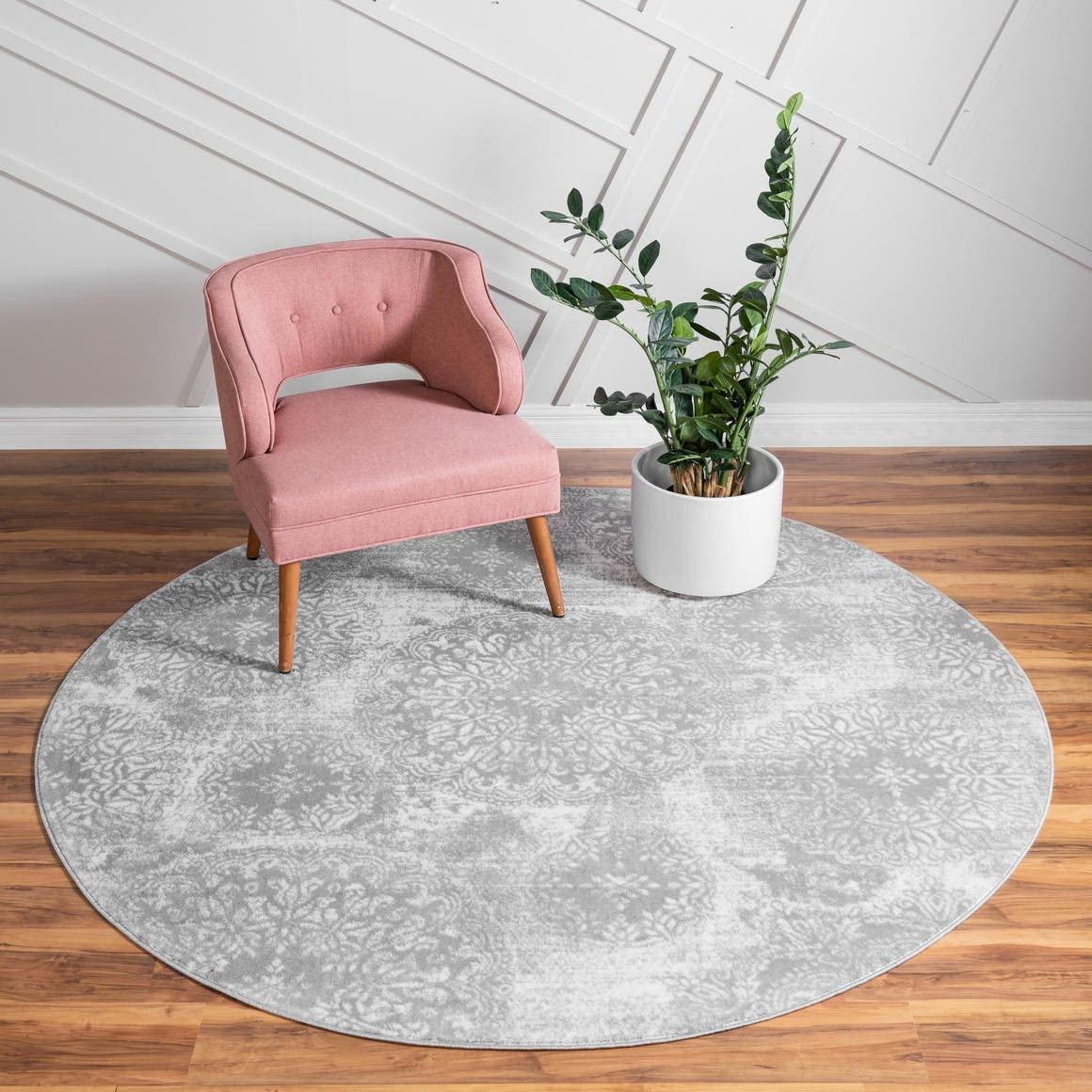 Unique Loom Sofia Collection Area Rug - Grand (7 10 Round, Light Gray/ Ivory)