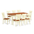 East West Furniture DOPL9-WHI-W 9 Piece Dining Table Set Includes a Rectangle Dinner Table with Butterfly Leaf and 8 Dining Room Chairs, 42x78 Inch, Buttermilk & Cherry