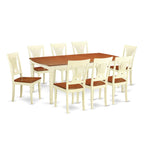East West Furniture DOPL9-WHI-W 9 Piece Dining Table Set Includes a Rectangle Dinner Table with Butterfly Leaf and 8 Dining Room Chairs, 42x78 Inch, Buttermilk & Cherry