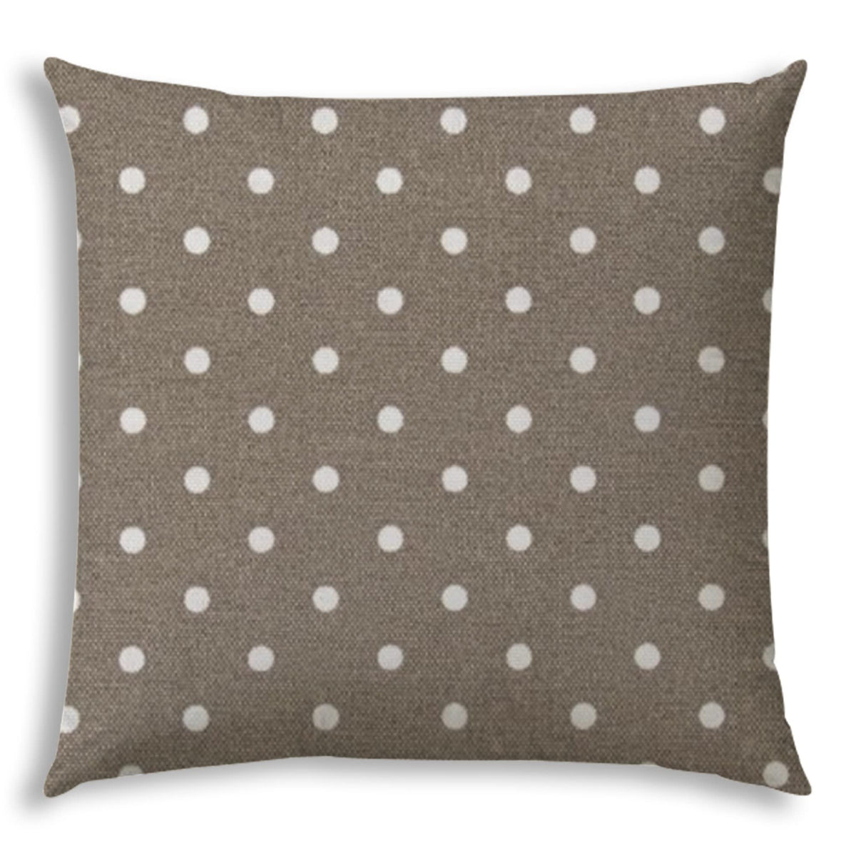 20' X 20' Taupe and White Zippered Polyester Polka Dots Throw Pillow Cover